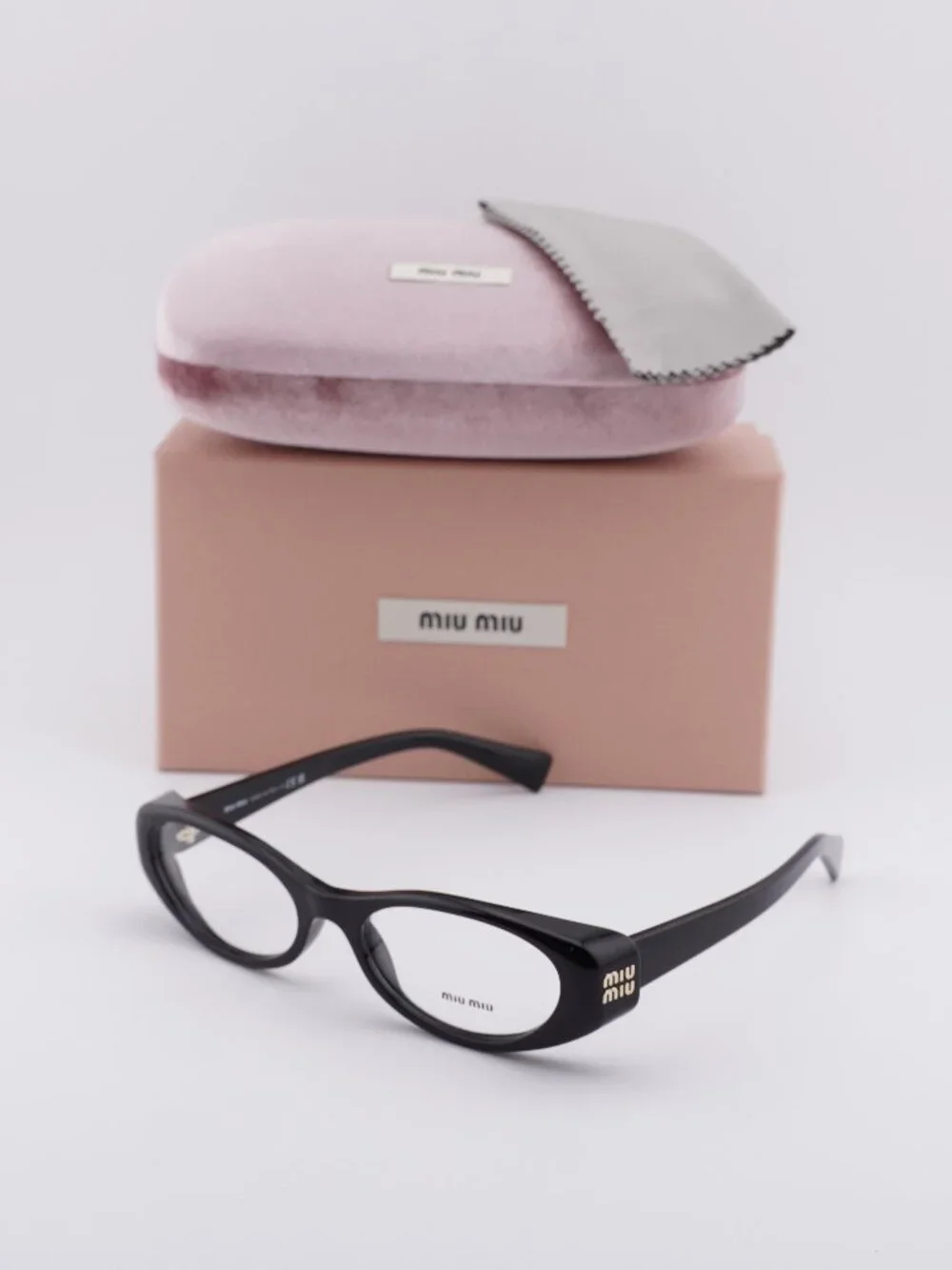 Miu Miu MU 03ZV 16K1O1 Oval Eyeglasses – Black 55mm